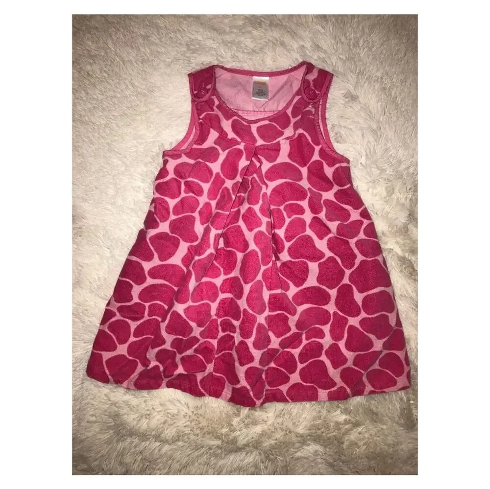 Gymboree Lovable Giraffe Print Pink Corduroy Jumper Dress Size 3T